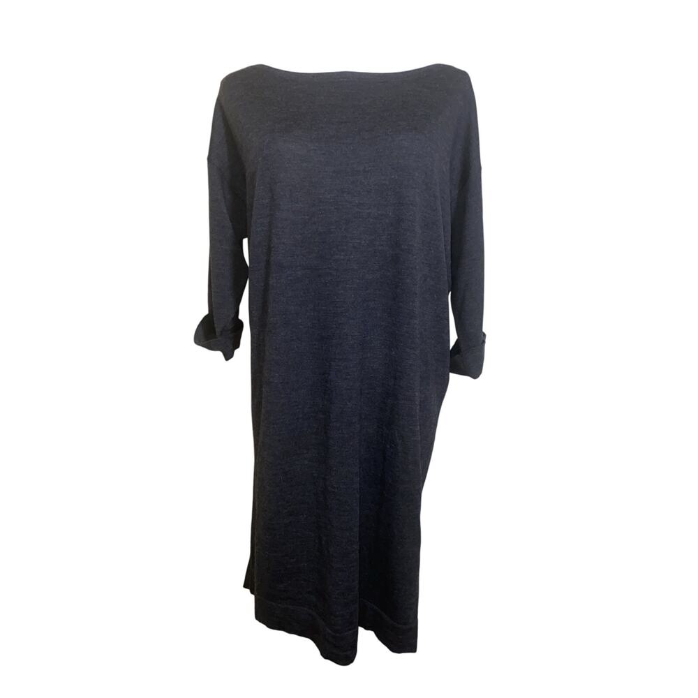 Club Monaco 100% Wool Sweater Dress Soft Stretch Knit Dark Gray Size M Bows